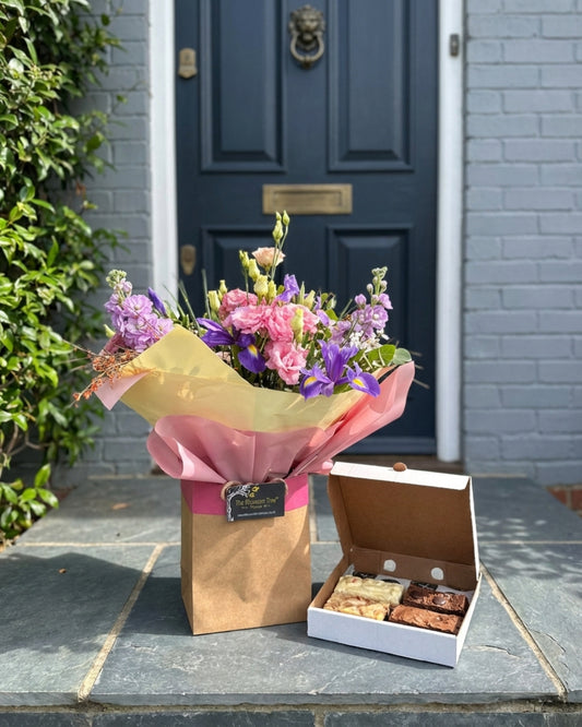 Valentines Bouquet and Brownie Bundle