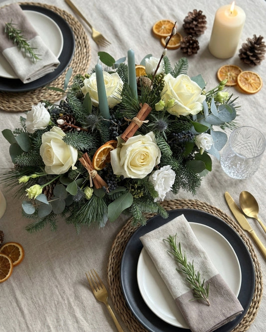 White Christmas Table Arrangement