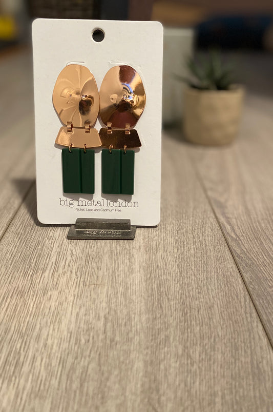 Statement green earrings - 022e