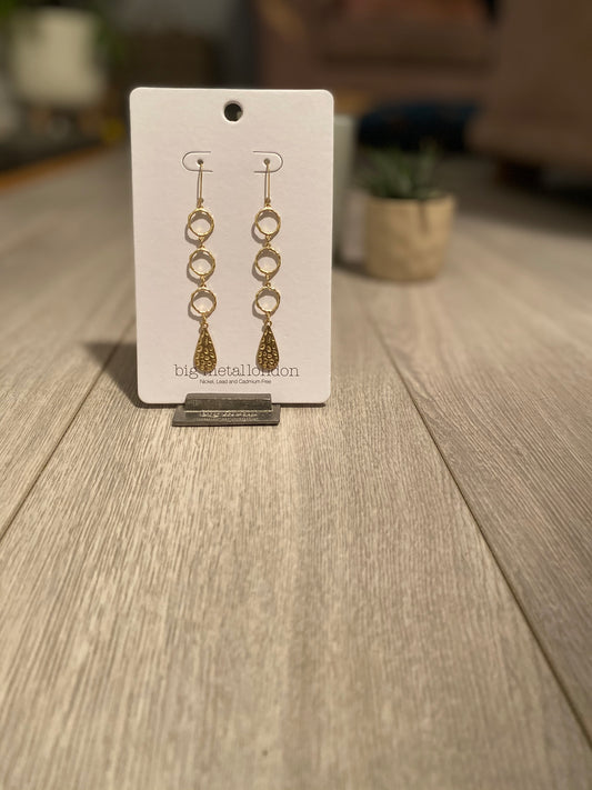 Triple circle drop earrings - Gold 007e
