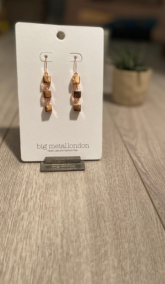 Triple cube rose gold earrings-021e
